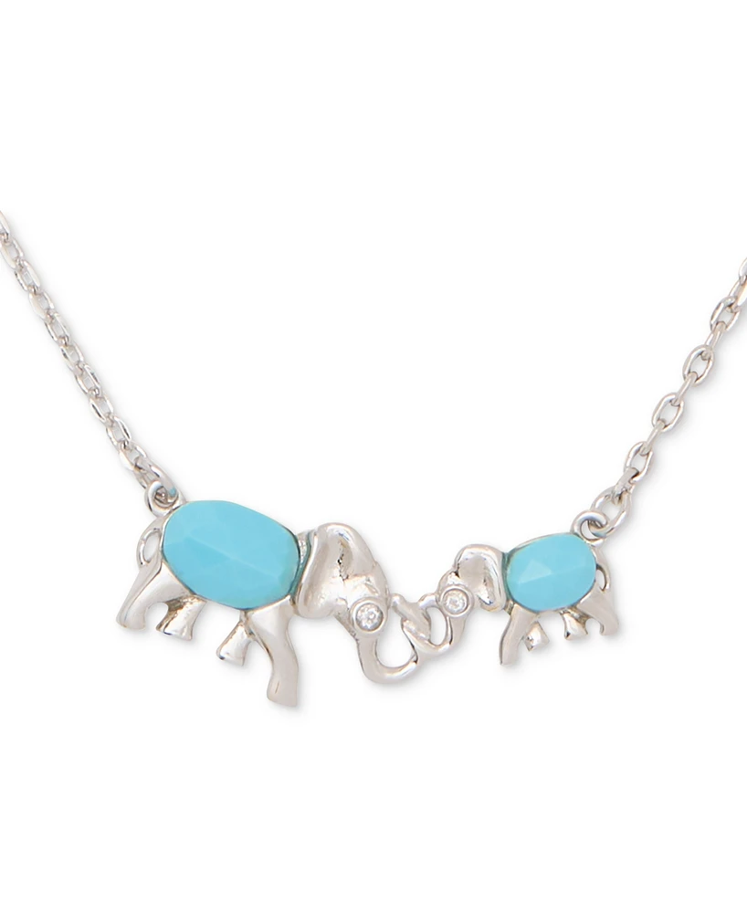 kate spade new york Silver-Tone Mama Elephant Stone Pendant Necklace, 16" + 3" extender