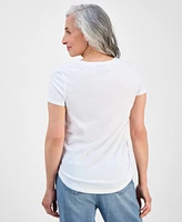 Style & Co Petite Iris Perfect Crewneck T-Shirt, Exclusively at Macy's