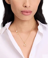 kate spade new york Gold-Tone Pastel Petals Pendant Necklace, 16" + 3" extender
