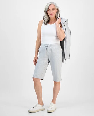 Style & Co Petite Mid Rise Drawstring-Waist Knit Shorts, Exclusively at Macy's