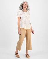 Style & Co Petite End on Contrast-Stitch Top, Exclusively at Macy's