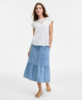 Jones New York Womens Lace Trim Top Tiered Skirt