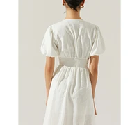 Astr the Label Women's Citrine Puff-Sleeve Linen & Cotton Midi Dress