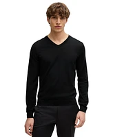 Boss by Hugo Men's Slim-Fit Merino Wool V-Neck Sweater