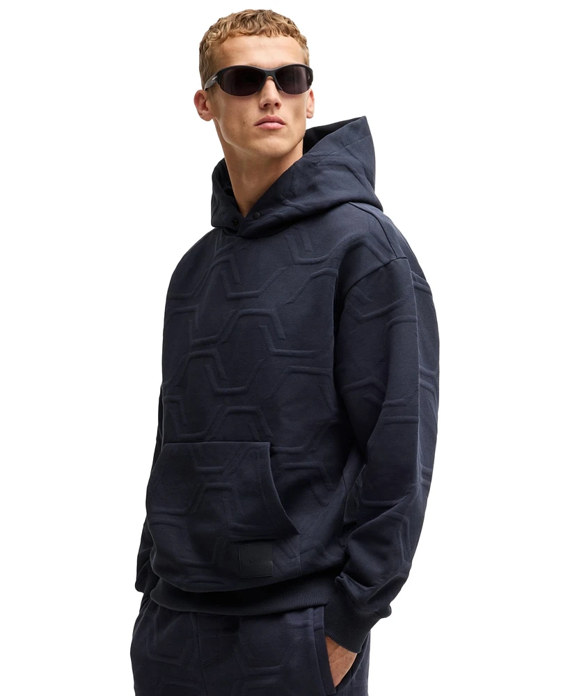 Boss by Hugo Men's Hexagonal Quilting Relaxed-Fit Hoodie