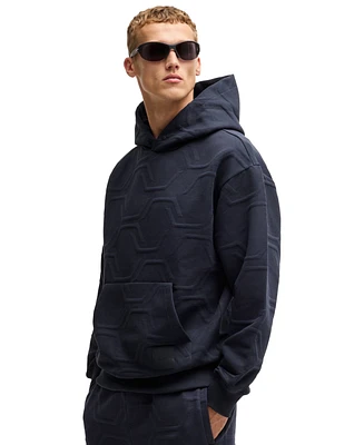 Boss by Hugo Men's Hexagonal Quilting Relaxed-Fit Hoodie