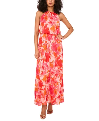 Msk Women's Printed Chiffon Blouson Maxi Dress