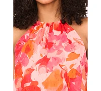 Msk Women's Printed Chiffon Blouson Maxi Dress