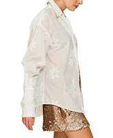 Line & Dot Women's Emberly Embroidered Cotton Button-Front Shirt