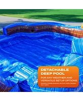 JumpOrange Oasis Commercial Grade Inflatable Water Slide with Detachable Deep Pool (with Blower), Outdoor Indoor, Wet Dry Use, Tall Waterslide, Kids P