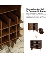 Alfred 34" Tall 3-Door Accent Cabinet with Adjustable Shelves