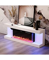 40-inch electric fireplace, recessed fireplace,1500W,white Tv stand