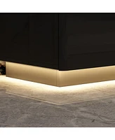 Tv stand with 4 drawers, media console with light strip, entertainment center in black wood