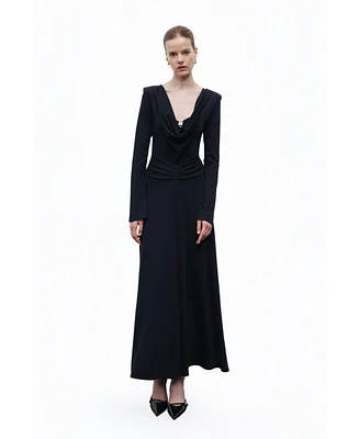 Nocturne Women's Padded Accessory Detailed Maxi Dress