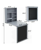 Convertible Wall Mounted Table with A Chalkboard