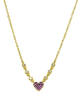 Lily Nily Girls Lab Ruby Heart Necklace in 18K Gold over Sterling Silver