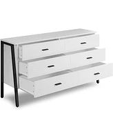 6 Drawers storage for bathroom, 59" Chest of Drawers, White