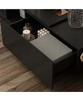Tv stand with 2 drawers, white wood entertainment center, multi-purpose media console