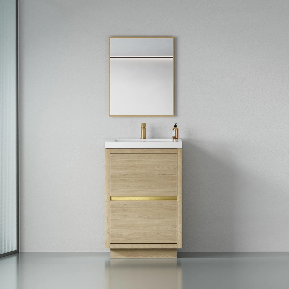 Casainc 24" Freestanding Bathroom Vanity with Sink, Storage Cabinet Stone Resin Countertop and Soft Close Drawers