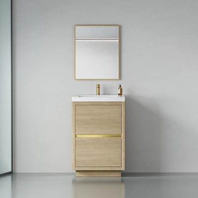 Casainc 24" Freestanding Bathroom Vanity with Sink, Storage Cabinet Stone Resin Countertop and Soft Close Drawers