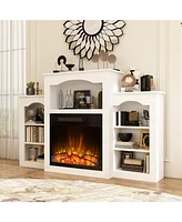 23" electric fireplace, recessed fireplace, 1500 watts, white Tv cabinet with seven storage compartments
