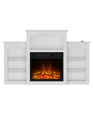 23" electric fireplace, recessed fireplace, 1500 watts, white Tv cabinet with seven storage compartments