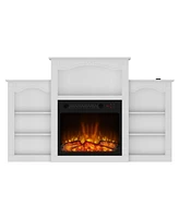 23" electric fireplace, recessed fireplace, 1500 watts, white Tv cabinet with seven storage compartments