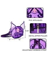 Kuromi Character Head Adult Clear Purple Pvc 12" Mini Backpack