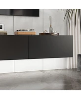 Wooden Tv stand with 3 drawers, wall-mountable media console, entertainment center with light strip