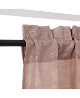 Kate Aurora 3 Piece Rod Pocket Orly Jacquard Floral Kitchen Curtain Tier & Valance Set