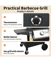 Mondawe 3-Burner Free Standing Stailless Liquid Propane 30000 Btu Gas Grill with Cabinet