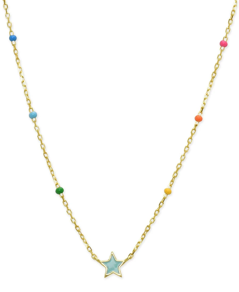 Lily Nily Girls Blue Enamel Star Necklace in 18K Gold over Sterling Silver