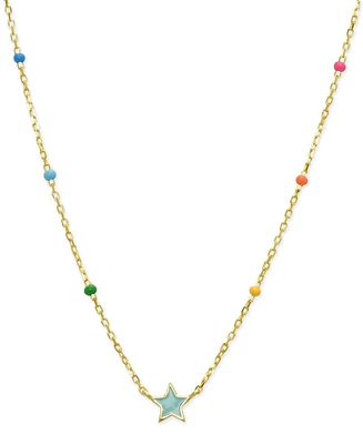 Lily Nily Girls Blue Enamel Star Necklace in 18K Gold over Sterling Silver