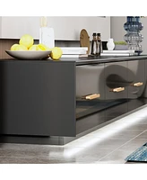 Tv stand with 4 drawers, media console with light strip