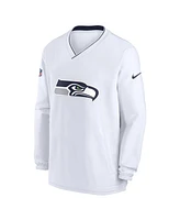 Nike Men's White Seattle Seahawks 2023/24 Sideline Repel V-Neck Long Sleeve Pullover Windshirt