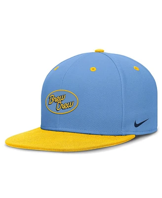 Nike Men's Blue/Yellow Milwaukee Brewers City Connect Patch Performance Fitted Hat