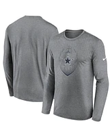 Nike Men's Heather Gray Dallas Cowboys Icon Legend Performance Long Sleeve T-Shirt