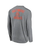 Nike Men's Heather Charcoal Baltimore Orioles 2-Hit Legend Performance Long Sleeve T-Shirt