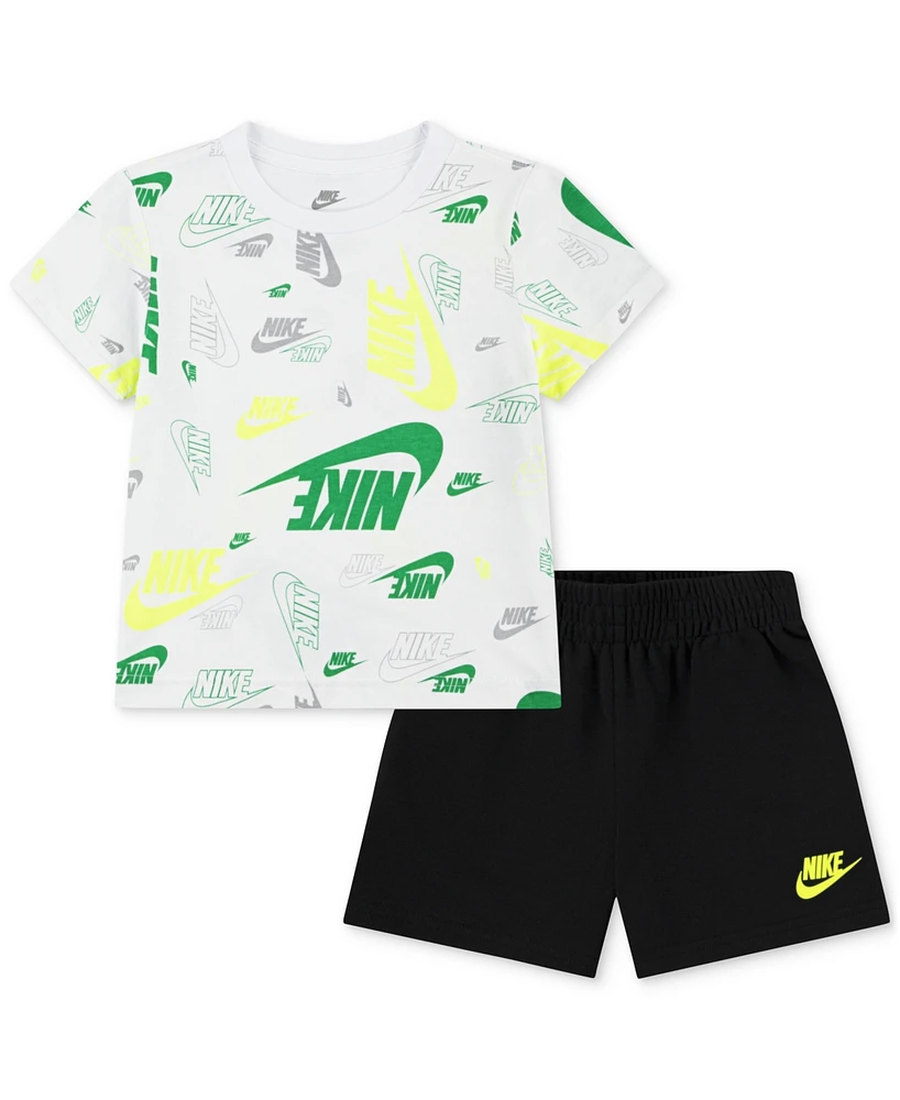 Nike Toddler Printed T-Shirt & Lightweight French Terry Shorts, 2 Piece Set