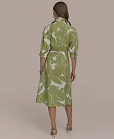 Donna Karan New York Women's Printed Tie-Front A-Line Linen Dress