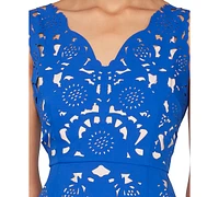 White Tie by Shani Women's Laser-Cut Sleeveless Midi Dress