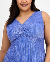 Connected Plus Metallic Pleated Sheath Dress