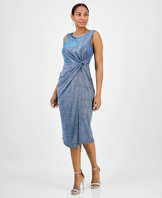 Connected Women's Metallic Side-Twist Sleeveless Dress