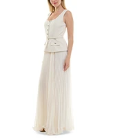 Taylor Women's Mixed-Media Square-Neck Sleeveless Dress