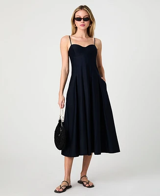 French Connection Women's Sateen Pleated Midi Dress