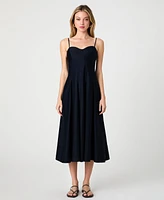 French Connection Women's Sateen Pleated Midi Dress