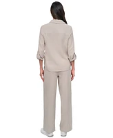 Dkny Jeans Petite Cotton Roll-Tab Shirt