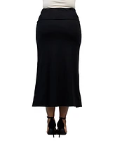 24seven Comfort Apparel Plus Comfortable Fold Over Maxi Skirt