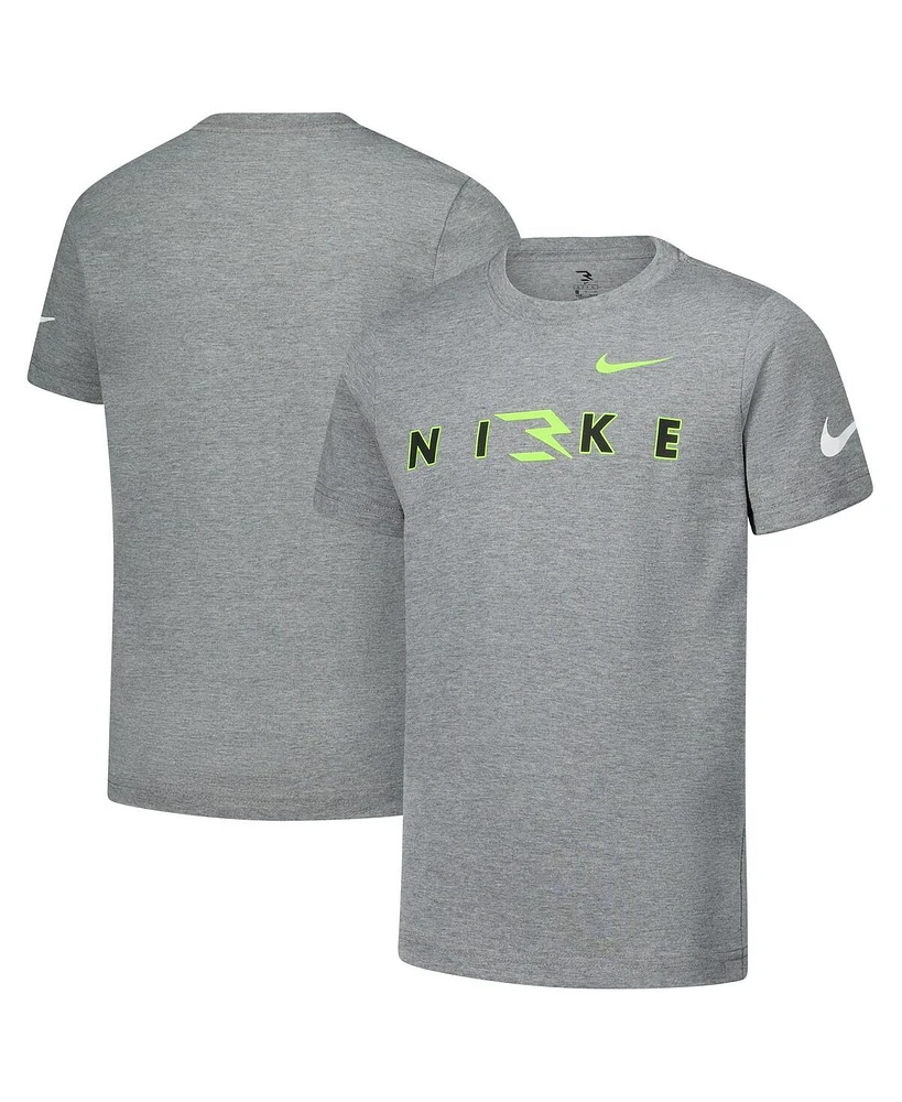 Nike 3BRAND by Russell Wilson Big Boys and Girls Gray Wordmark T-Shirt