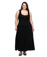 24seven Comfort Apparel Plus Sleeveless Tank Maxi Dress with Pockets